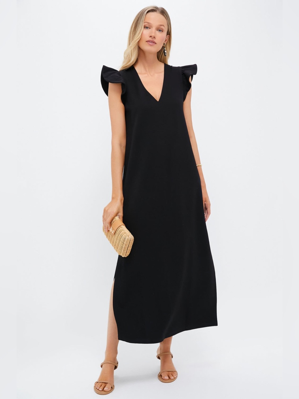 Pomander Place Black Flutter Sleeve Miko Dress Size Medium NWT